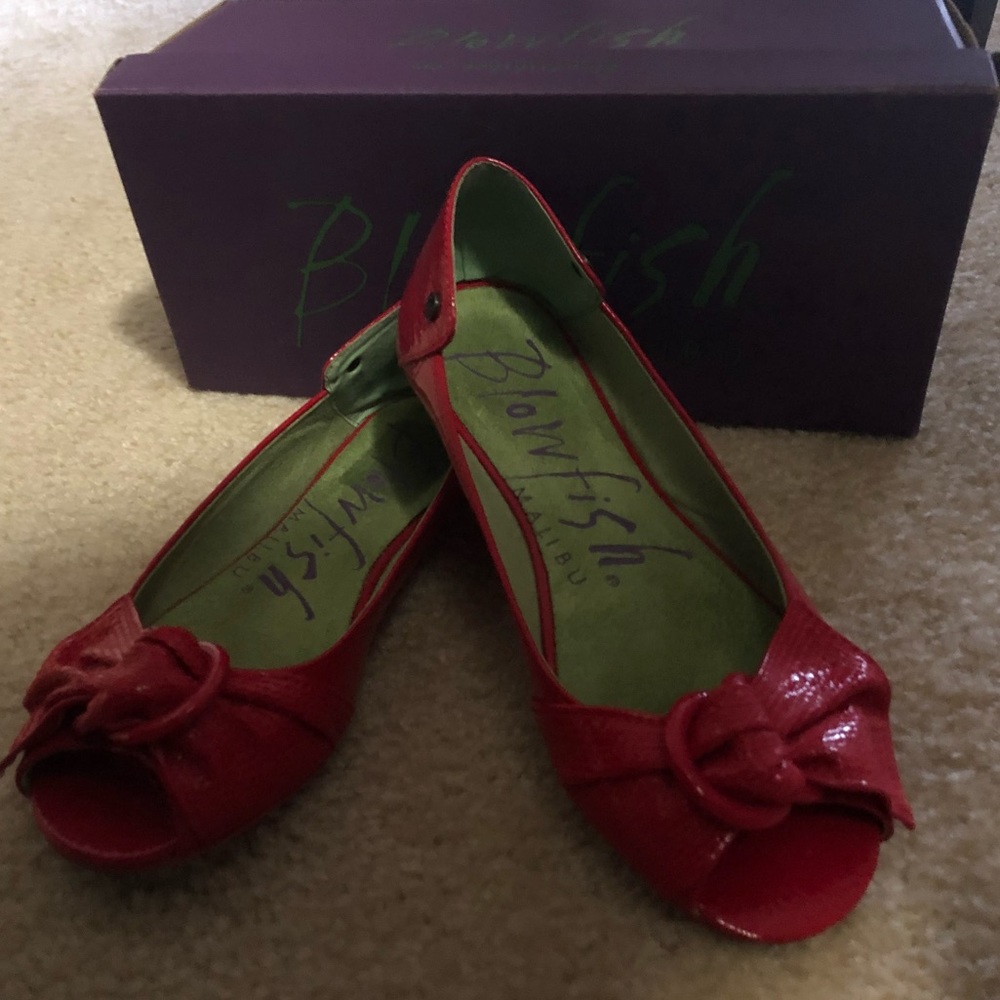 Red blowfish flats worn once